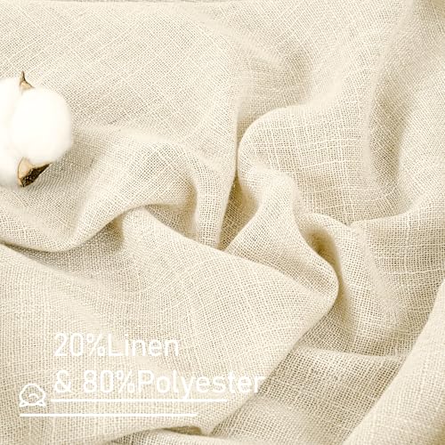 Beige Linen Curtains 45 Inches Long for Bedroom Small Window (Beige / 52"W x 45"L (Pack of 2))