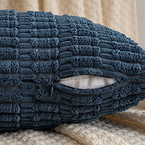 Lumbar Corduroy Throw Pillow Cover for Bed 14x36 Blue Pack of 1 (Blue / 36" x 14" (Pack of 1))