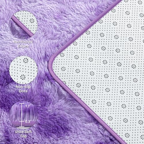 Large Shag Area Rugs 8 x 10 (Tie-dyed Purple / 8' x 10' (Rectangular))