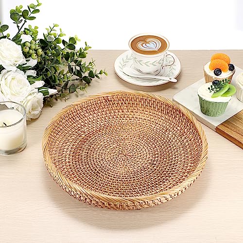 Rattan Key Basket Bowl for Entryway Table (Large, 11.8" / Natural Color)