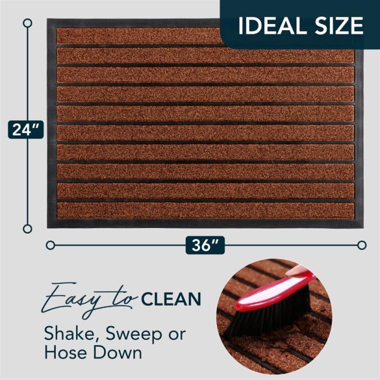 Extra Durable Door Mat Outside Entrance (36" x 24" (Rectangular) / Bright Burgundy)