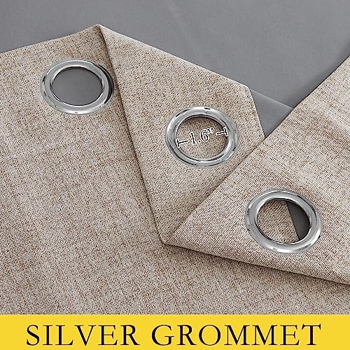 Oatmeal 100% Blackout Short Curtains 63 inches Lenghth Burg for Kitchen (52"W x 63"L (Pack of 2) / Oatmeal)