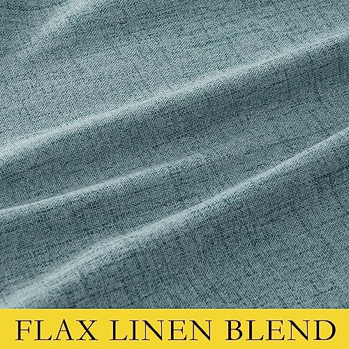 100% Absolutely Blackout Linen Curtains with Thermal Insulated Liner (42"W x 90"L (Pack of 2) / Skylark Blue)
