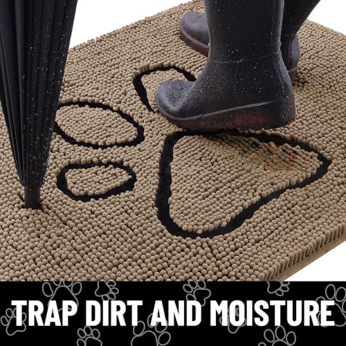 Dog Door Mat for Muddy Paws (30"X20" / Camel and Black)