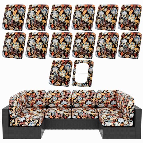 14Pcs Patio Cushion Covers (Floral / 14PCS)