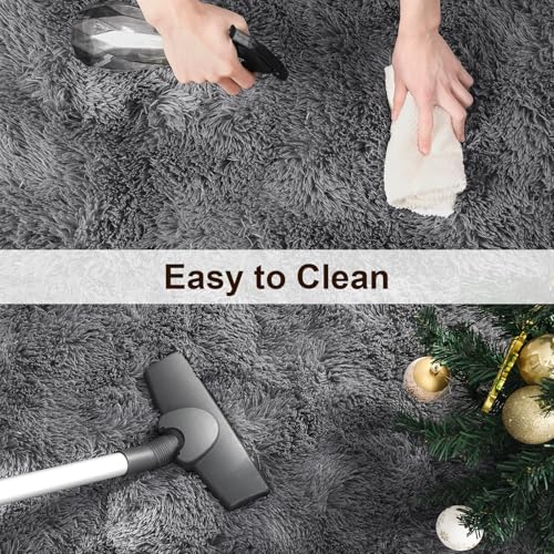 Super Soft Shaggy Rugs Fluffy Carpets (8' x 10' (Rectangular) / Coal Gray)