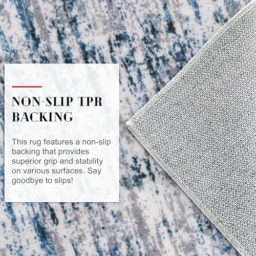 Modern Abstract Runner Rug 3x8 (3' x 8' (Runner) / Grey Blue White)