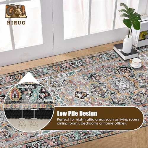 Washable Area Rug 2'6'' x 8' Vintage Traditional Persian Mat (Slate and Multicolor / 2'6" x 8' (Rectangular))