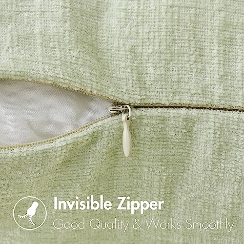 Soft Chenille Throw Pillow Covers Light Green 18x18 Inch Pack of 2 (18" x 18" (Pack of 2) / Light Green)