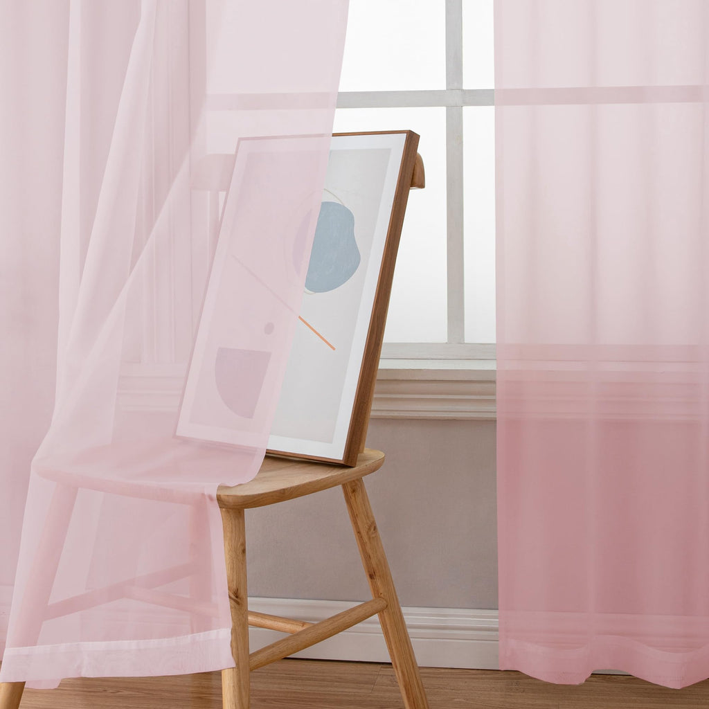 OWEINE Sheer Curtains 78 Inches Long 2 Panels Set (Blush / 42"W x 78"L (Pack of 2))