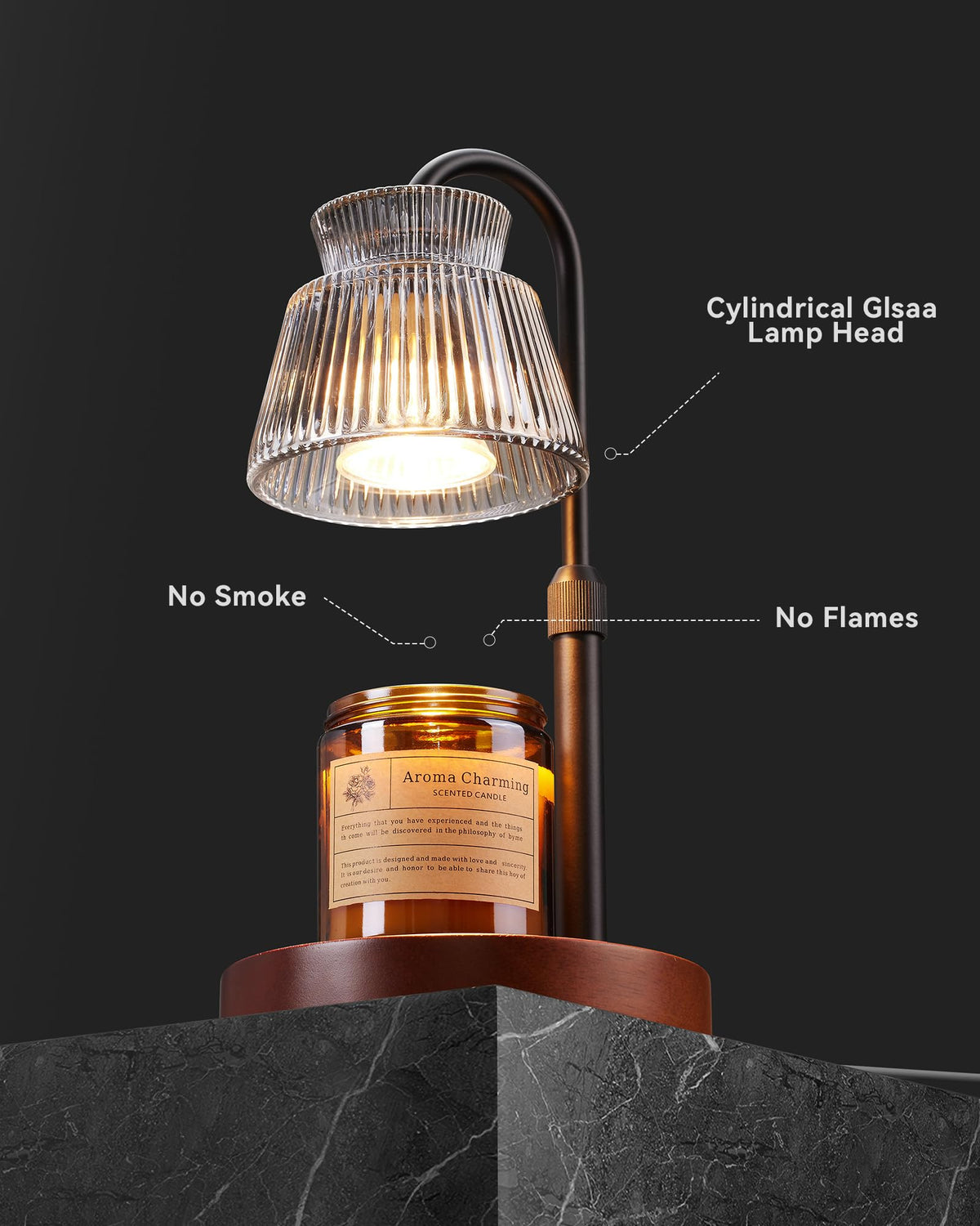 Candle Warmer Lamp with Timer &Dimmable Wax Melt Warmer for Scented Jar Candles (Black-Glass)