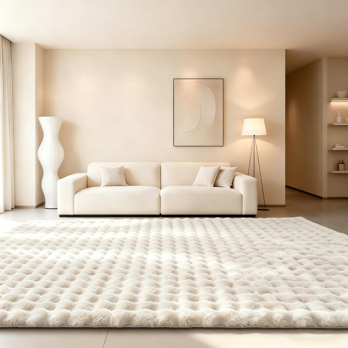 Creamy White Rabbit Plush Rug 8'x10' (Creamy White / 8' x 10' (Rectangular))