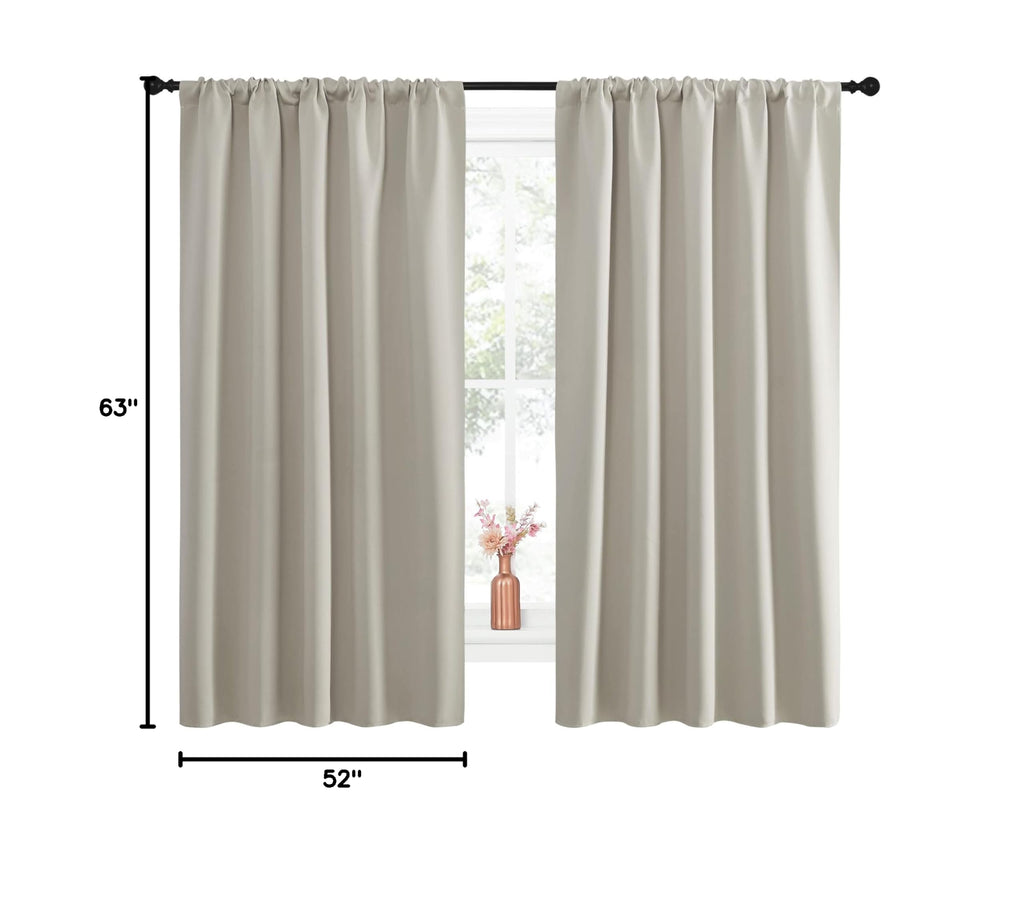 Blackout Curtains for Living Curtains (Natural / 52"W x 63"L (Pack of 2))