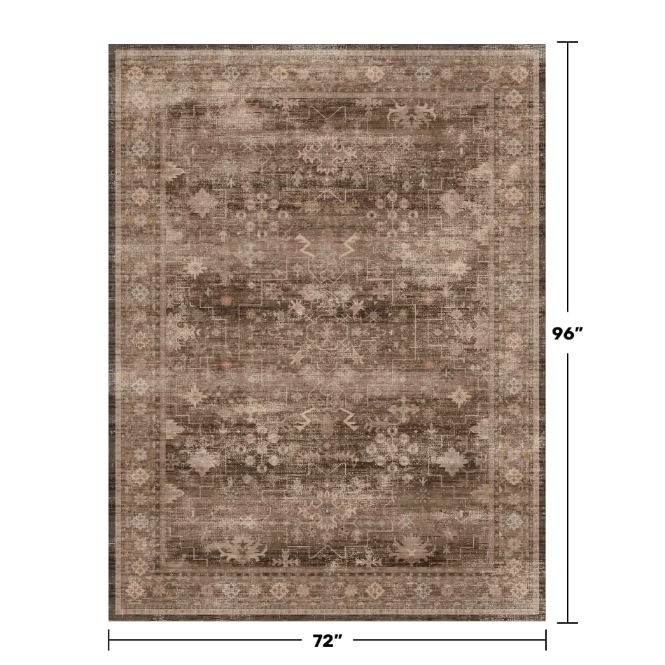Boho Brown Living Room Rug 6x8 (6' x 8' (Rectangular) / Brown)