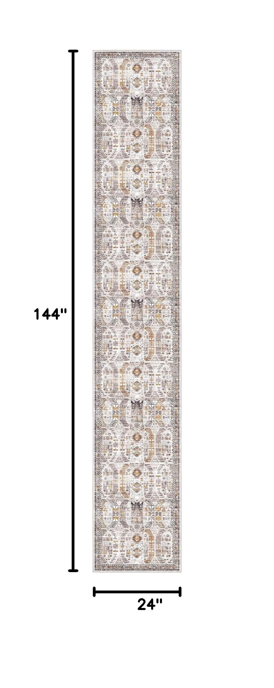 Washable Runner Rugs 2x12 Long for Hallway Kitchen Soft (Brown/Gold / 2' x 12' (Runner))