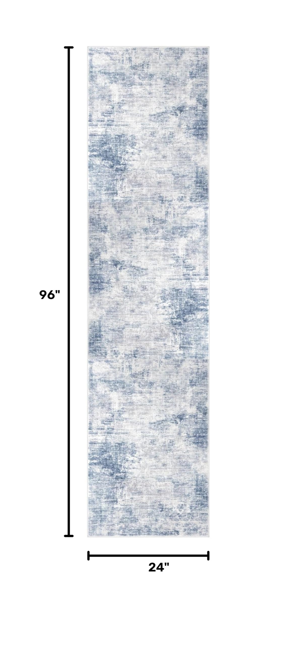 Abstract Runner Rug 2x8 Ft Washable Runners for Hallways (Light Blue/Grey/White / 2' x 8' (Rectangular))
