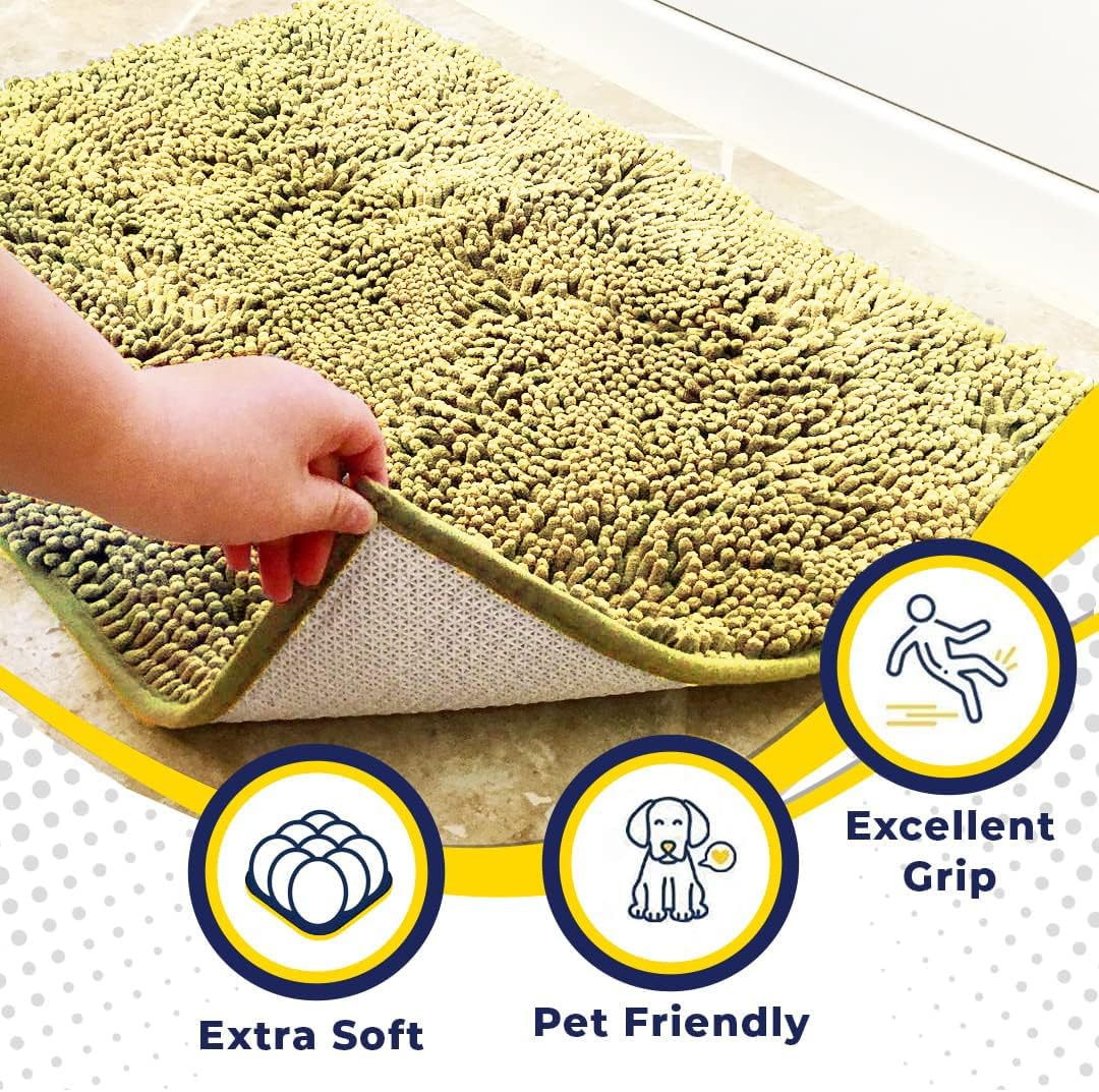 Super Water Absorbent Door Mat Indoor (Yellow / 16" x 24")