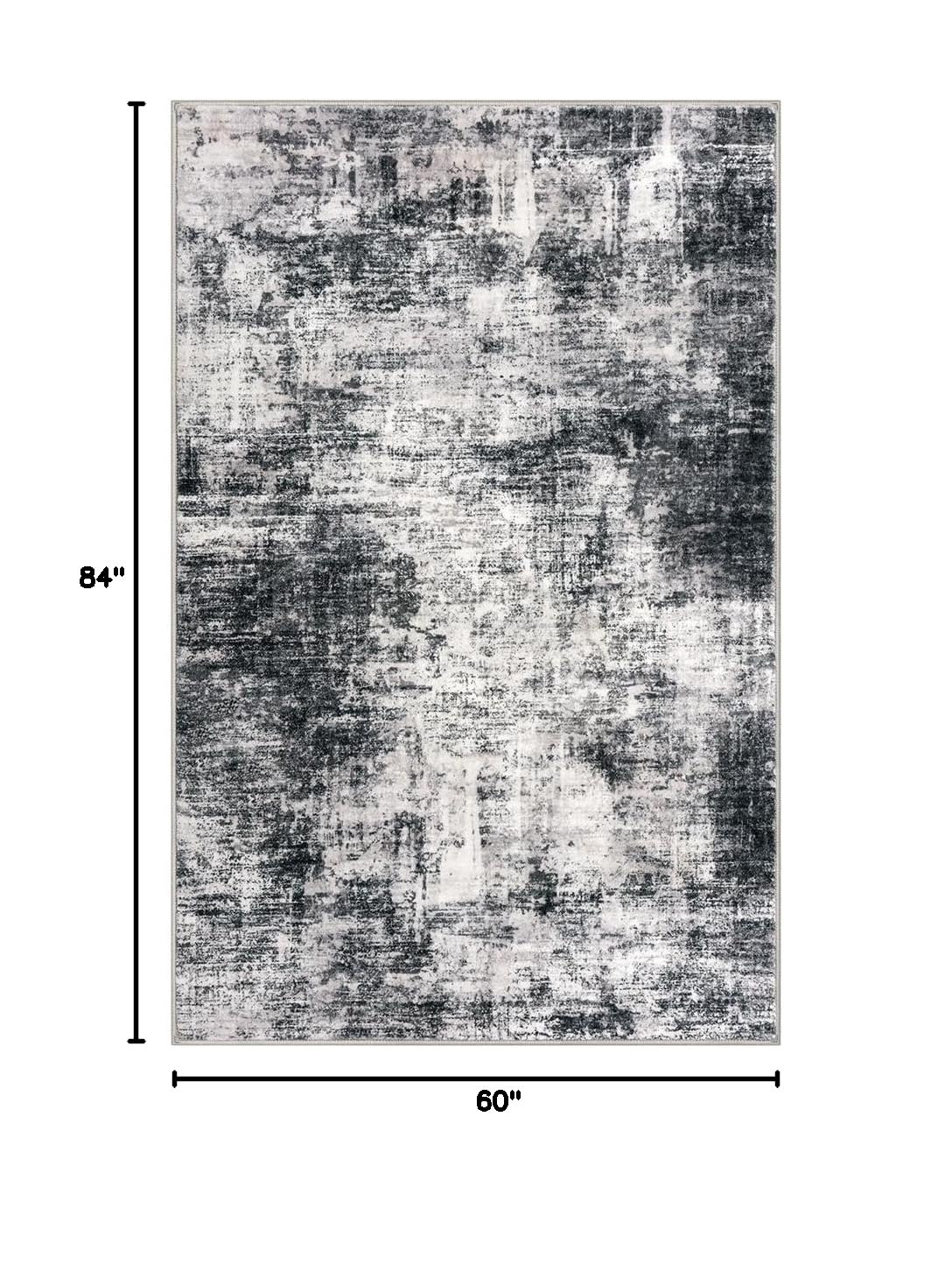 Modern Abstract Area Rugs 5x7 Ft Washable Rugs for Living Room (Black/Grey/White / 5' x 7' (Rectangular))
