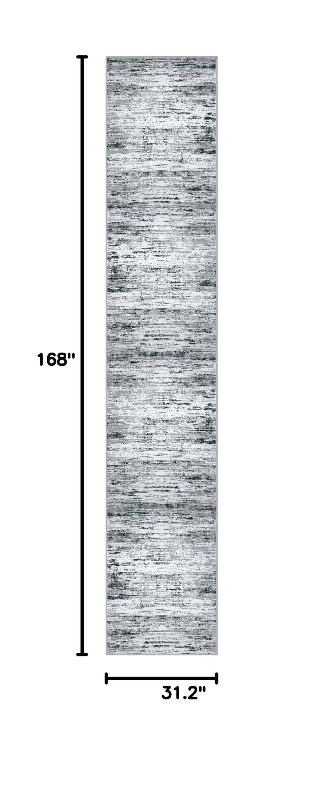 Modern Abstract Runner Rug 2.6x14 (2'7" x 14' (Runner) / Black Gray White)