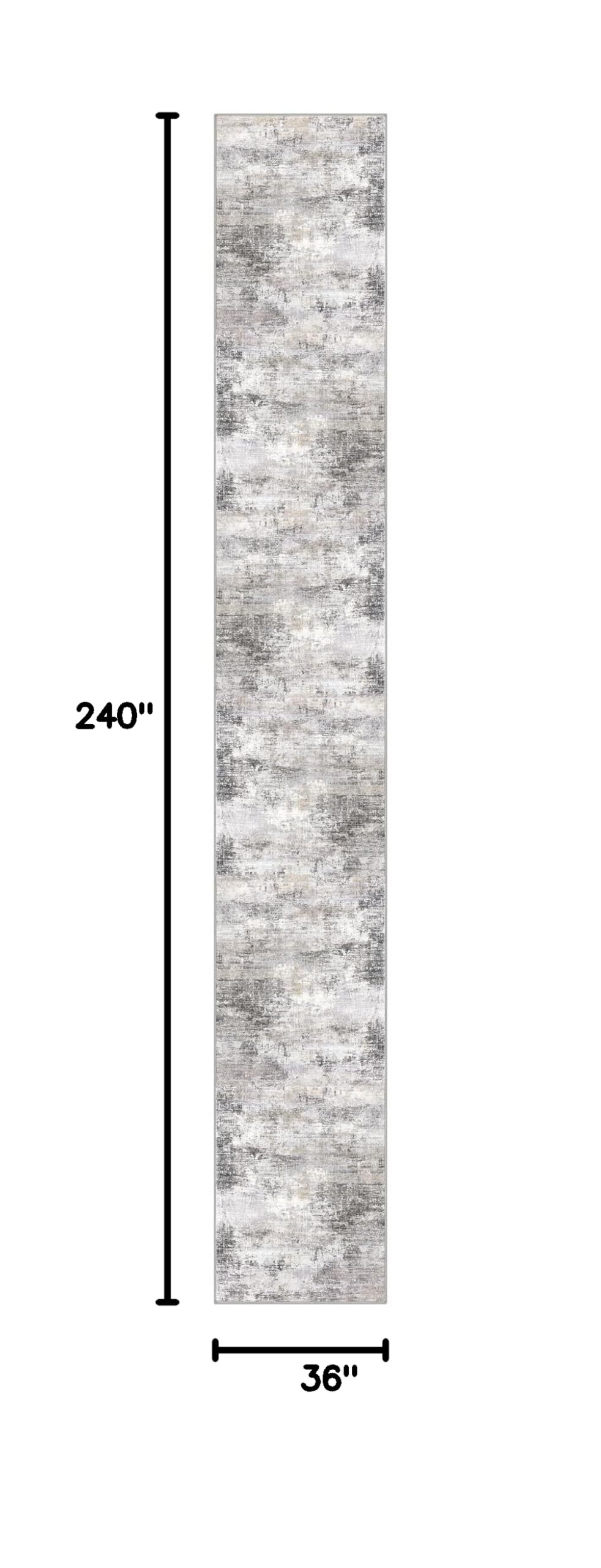 Abstract Runner Rug 3x20 Ft Extra Long Washable Runners for Hallways (Ash Grey/Beige / 3' x 20' (Rectangular))