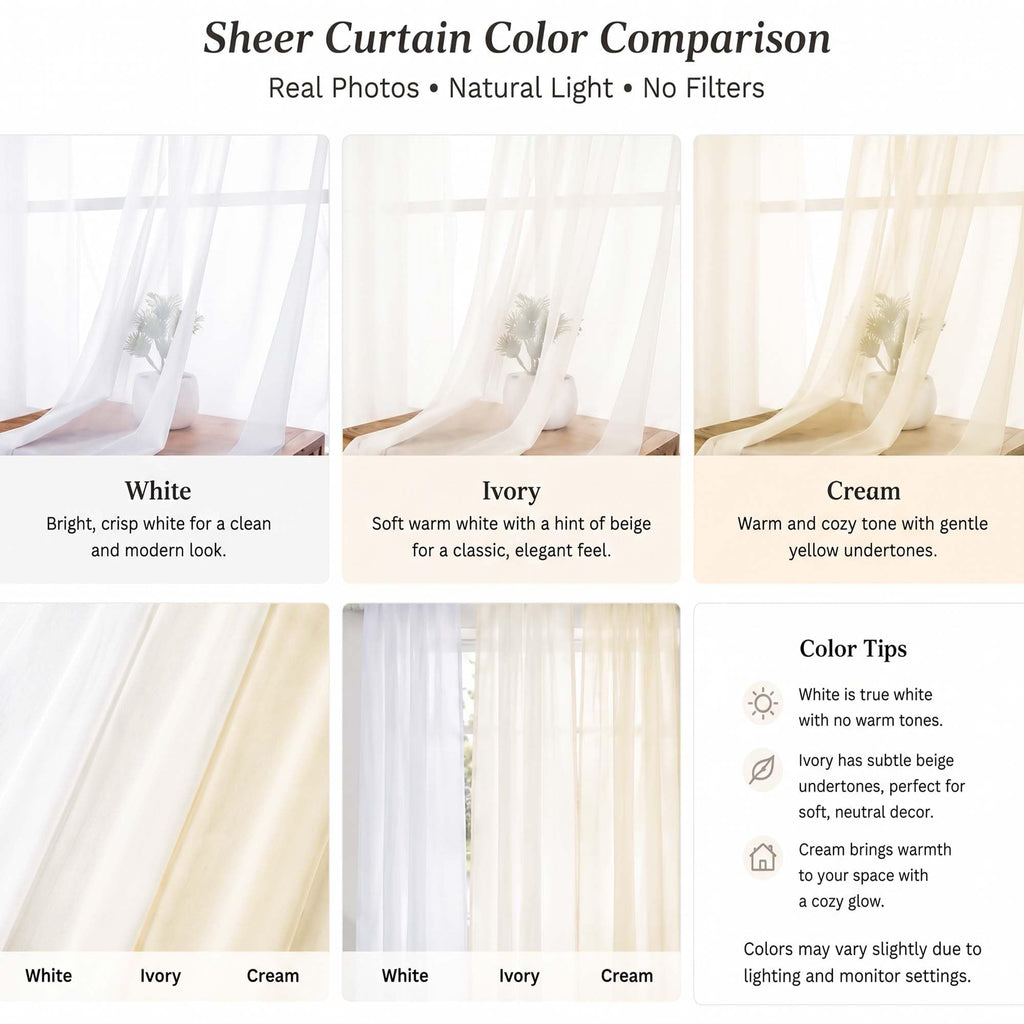 Sheer Curtains 78 inch Length (Ivory / 42"W x 78"L (Pack of 2))