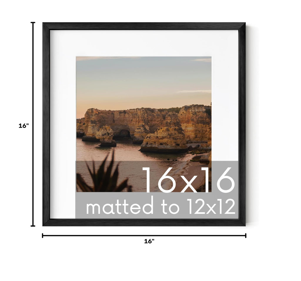 16x16 Black Metal Picture Frame Matted to 12x12 (Set of 01 / Black Metal / 16x16 in)
