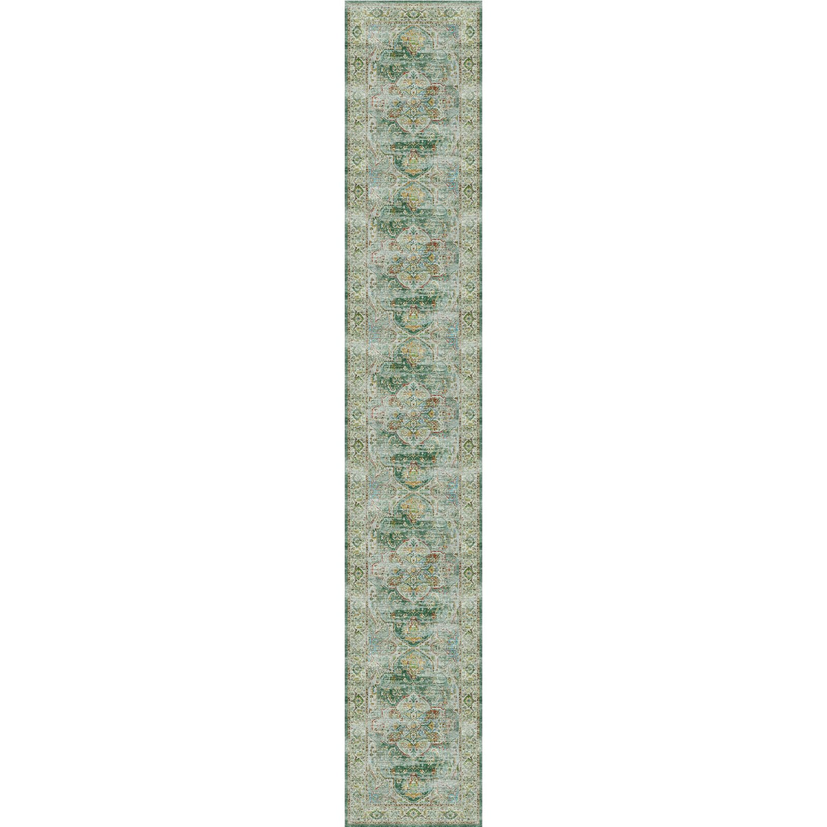 Washable Runner Rugs 2x12 Long for Hallway Kitchen Soft (Green / 2' x 12' (Runner))