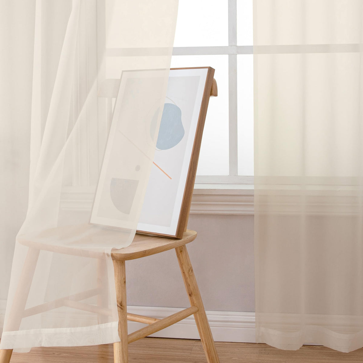 Cream Sheer Curtains 78 inches Long 2 Panels Set for Bedroom Living Room (Cream / 42"W x 78"L (Pack of 2))