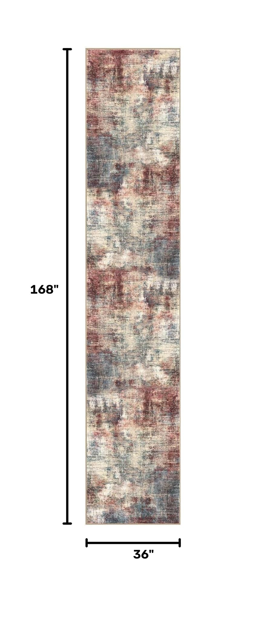 Abstract Runner Rug 3x14 Ft Washable Runners for Hallways (Red/Multi / 3' x 14' (Rectangular))
