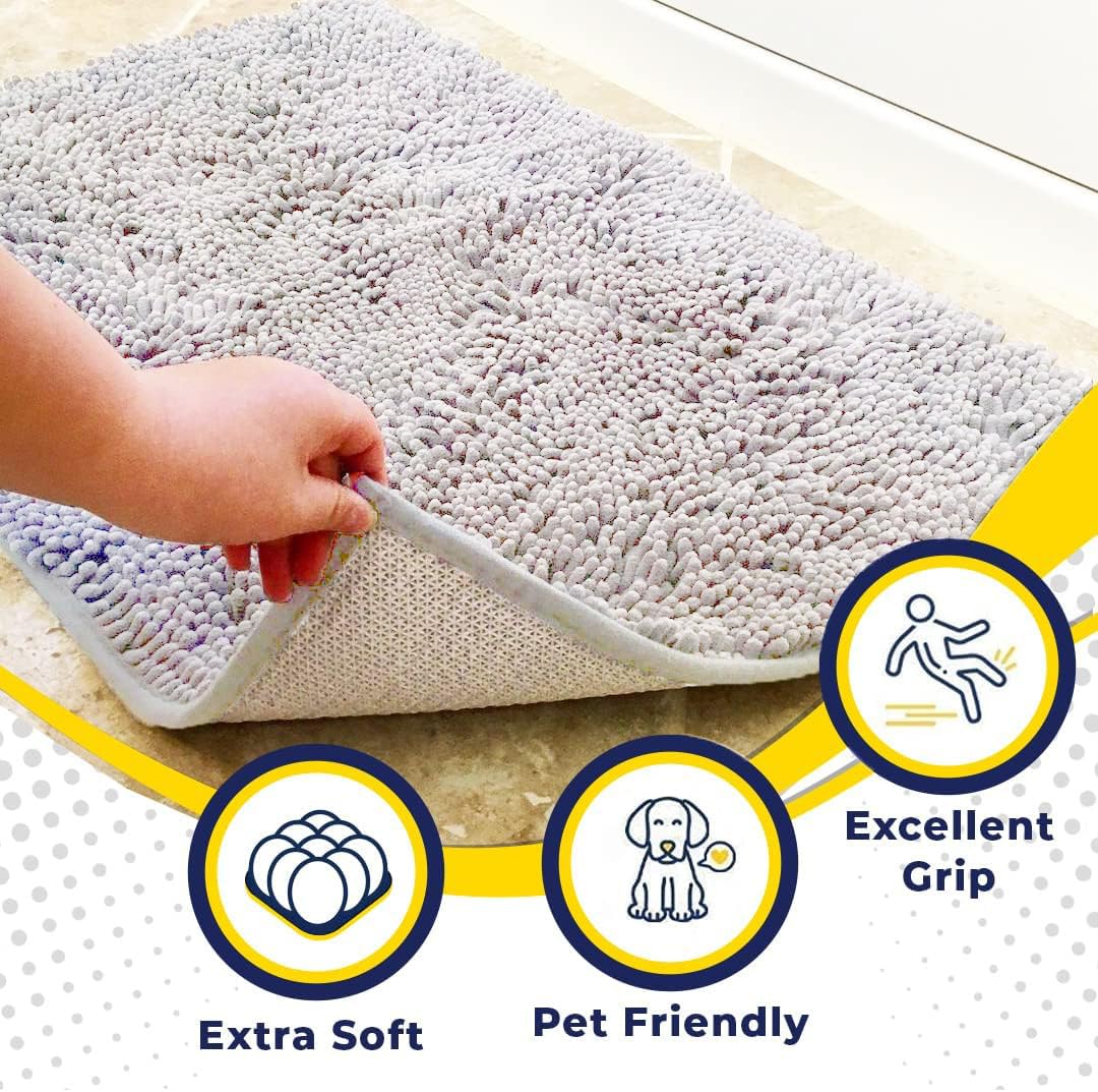Super Water Absorbent Door Mat Indoor (White / 16" x 24")