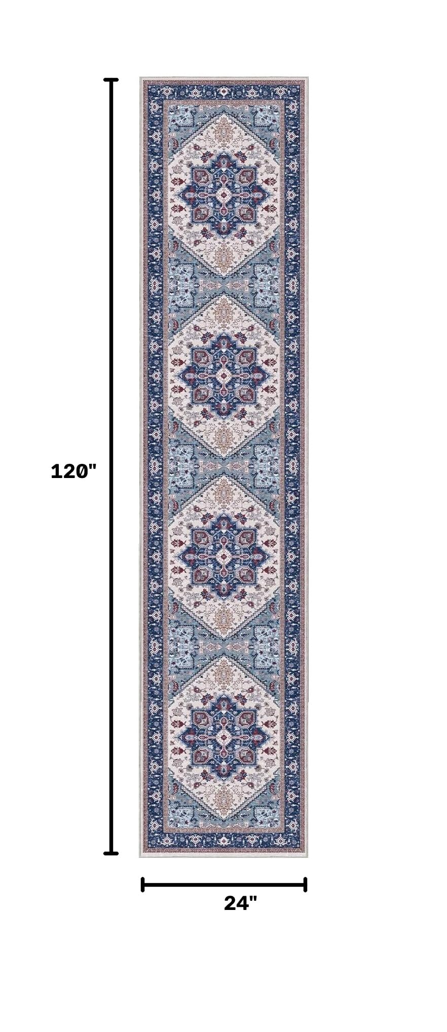 Soft Area Rugs 2x10 (2' x 10' (Runner) / Blue & Red)