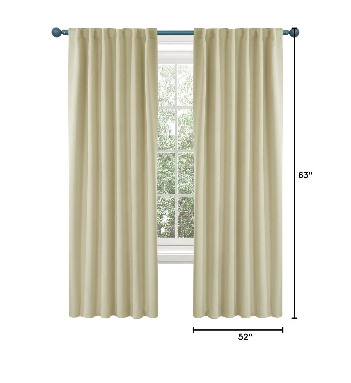 Blackout Curtains for Bedroom (Beige / 52"W x 63"L (Pack of 2))