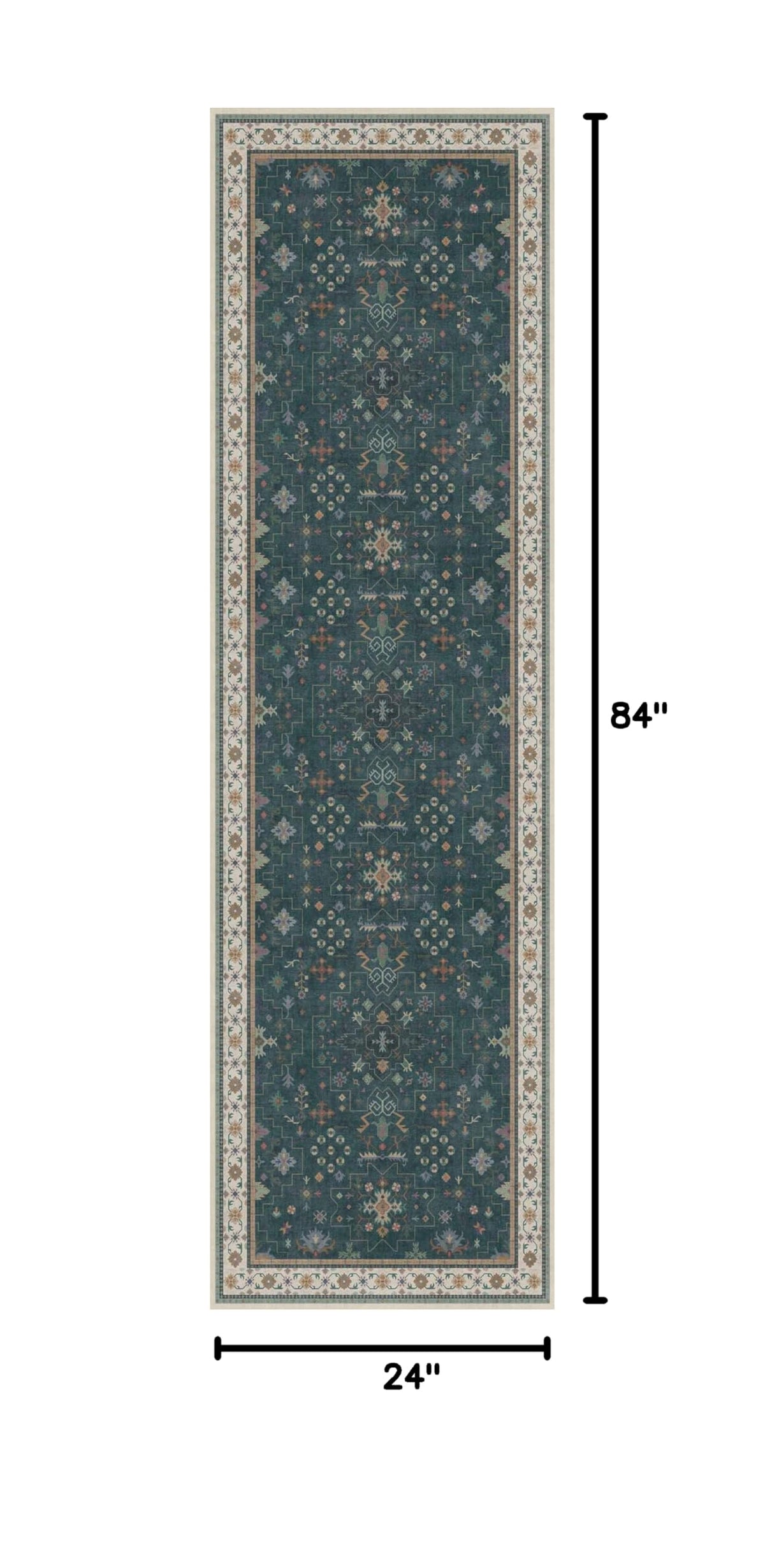 Vintage 2x7 Washable Runner Rug Non Slip for Kitchen (2' x 7' (Runner) / Dark Green)