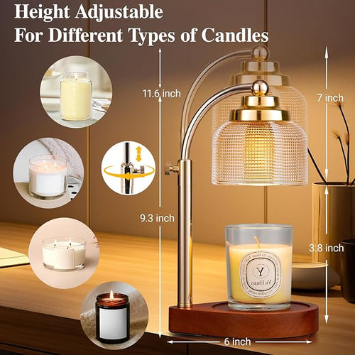 (2 Pack) Candle Warmer Lamp with Timer Dimmer, Birthday Gifts for Women Mom Sister, House Warming Gifts Vintage Home Decor, Adjustable Height Wax Melt Warmer for Jar Candles with 4 Bulbs