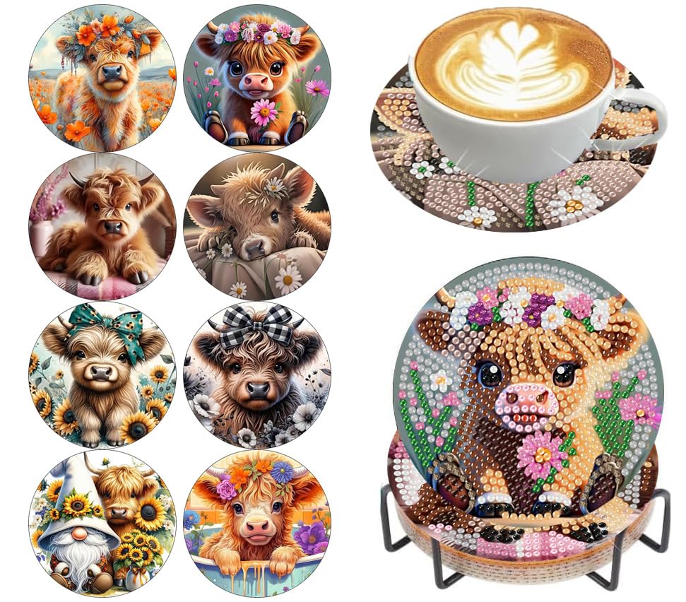 Diamond Art Coasters Kit (Baby Cow)
