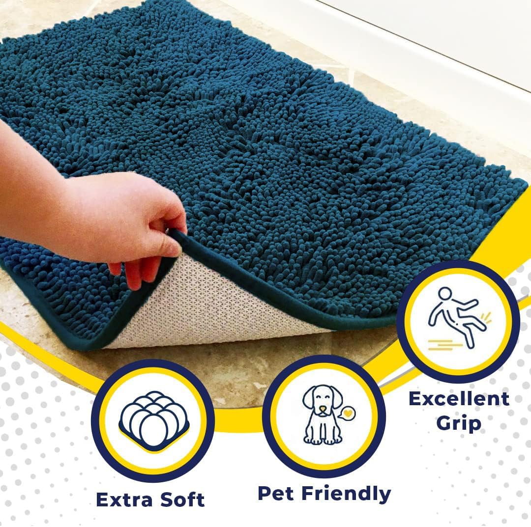 Super Water Absorbent Door Mat Indoor (Atlantic Blue / 6ft x 9ft)
