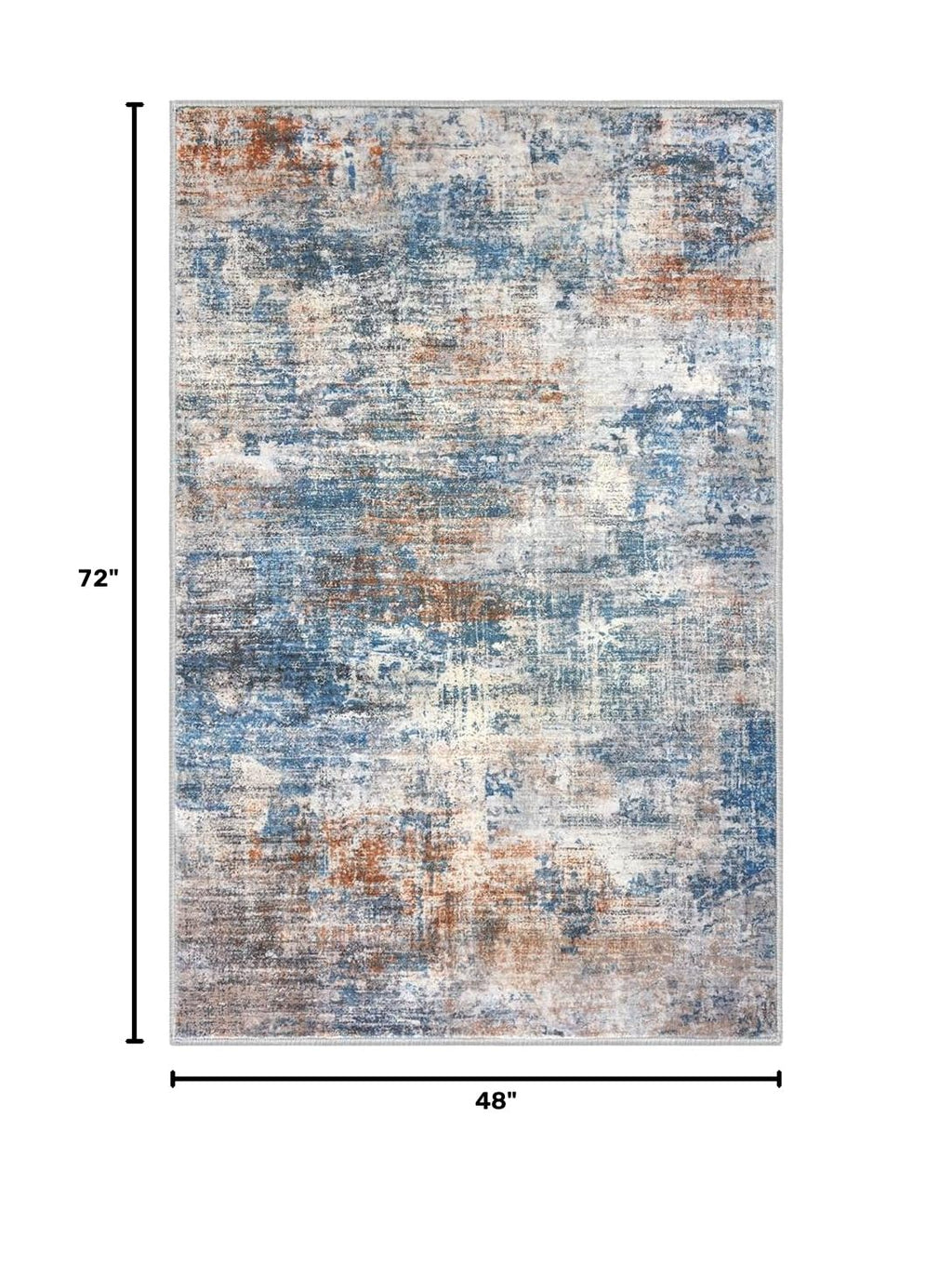 Abstract Area Rug 4x6 Ft Washable Rugs for Entryway Indoor (Blue/Rust/White / 4' x 6' (Rectangular))