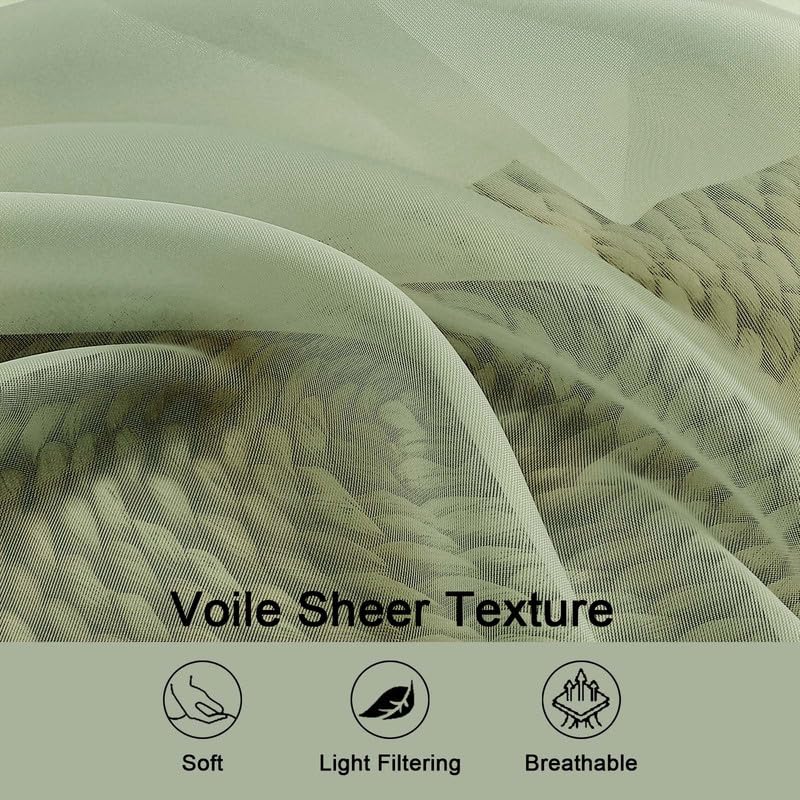 Light Green Sheer Curtains 84 Inch 2 Panels for Living Room 59" Wide (Light Green / 59"W x 84"L (Pack of 2))