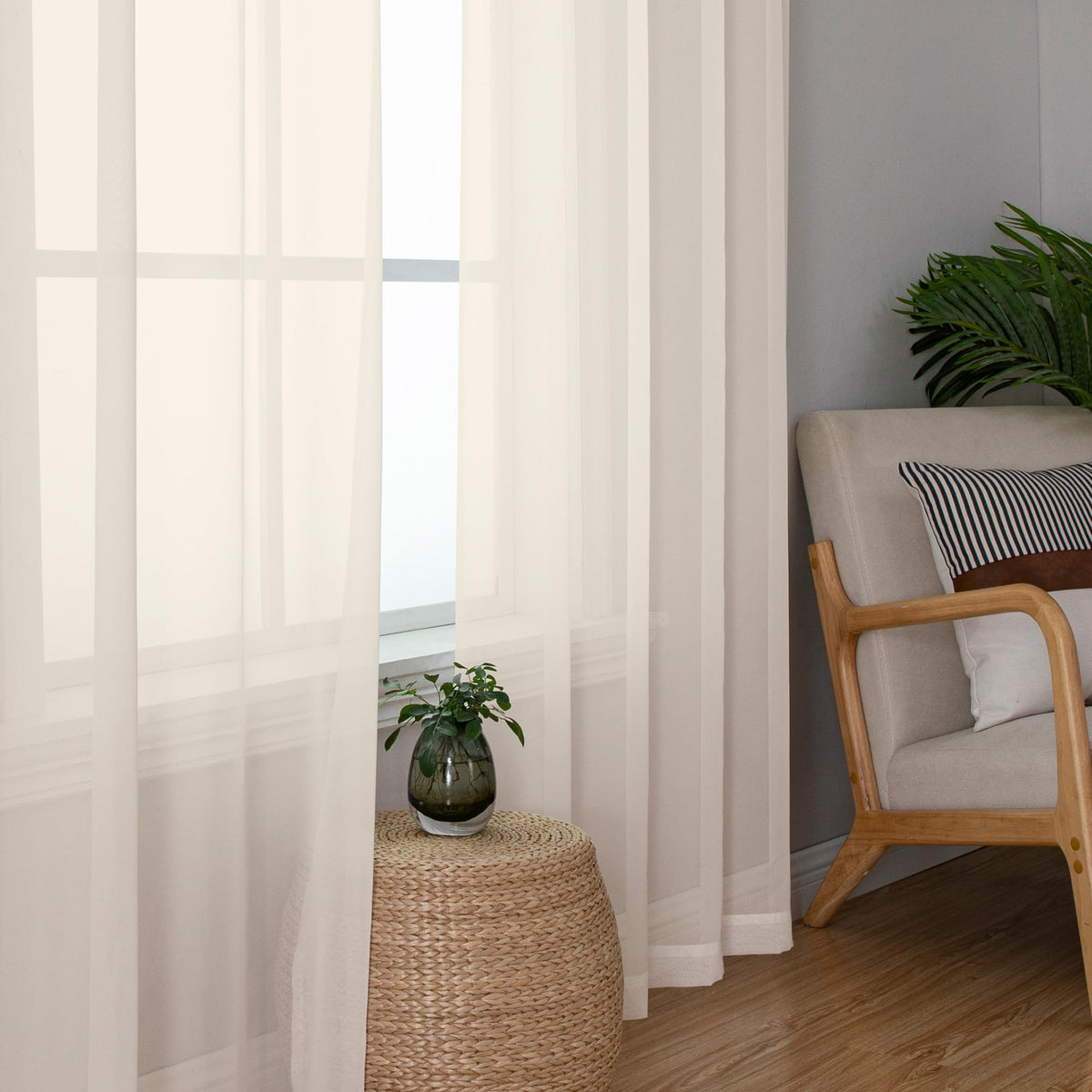 Cream Sheer Curtains 78 inches Long 2 Panels Set for Bedroom Living Room (Cream / 42"W x 78"L (Pack of 2))