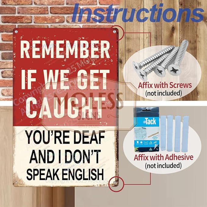 "Remember If We Get Caught" Funny Bar Sign or Man Cave Decor | 12x8″ Durable Vintage Metal Beer Signs Wall Decorations for Home Bar/Basement/Garage/Mancave, 2354