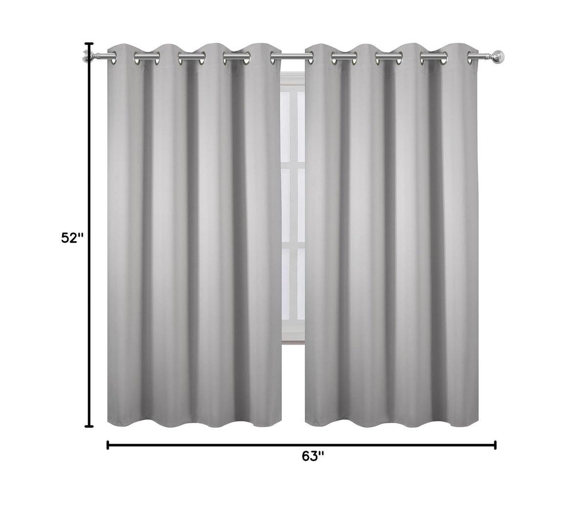 Light Grey Blackout Curtains 52 x 63 Inch Length (Light Grey / 52"W x 63"L (Pack of 2))
