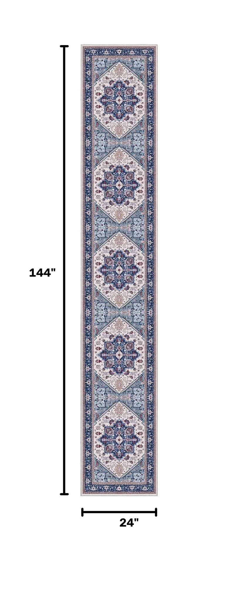 Soft Area Rugs 2x12 (2' x 12' (Runner) / Blue & Red)