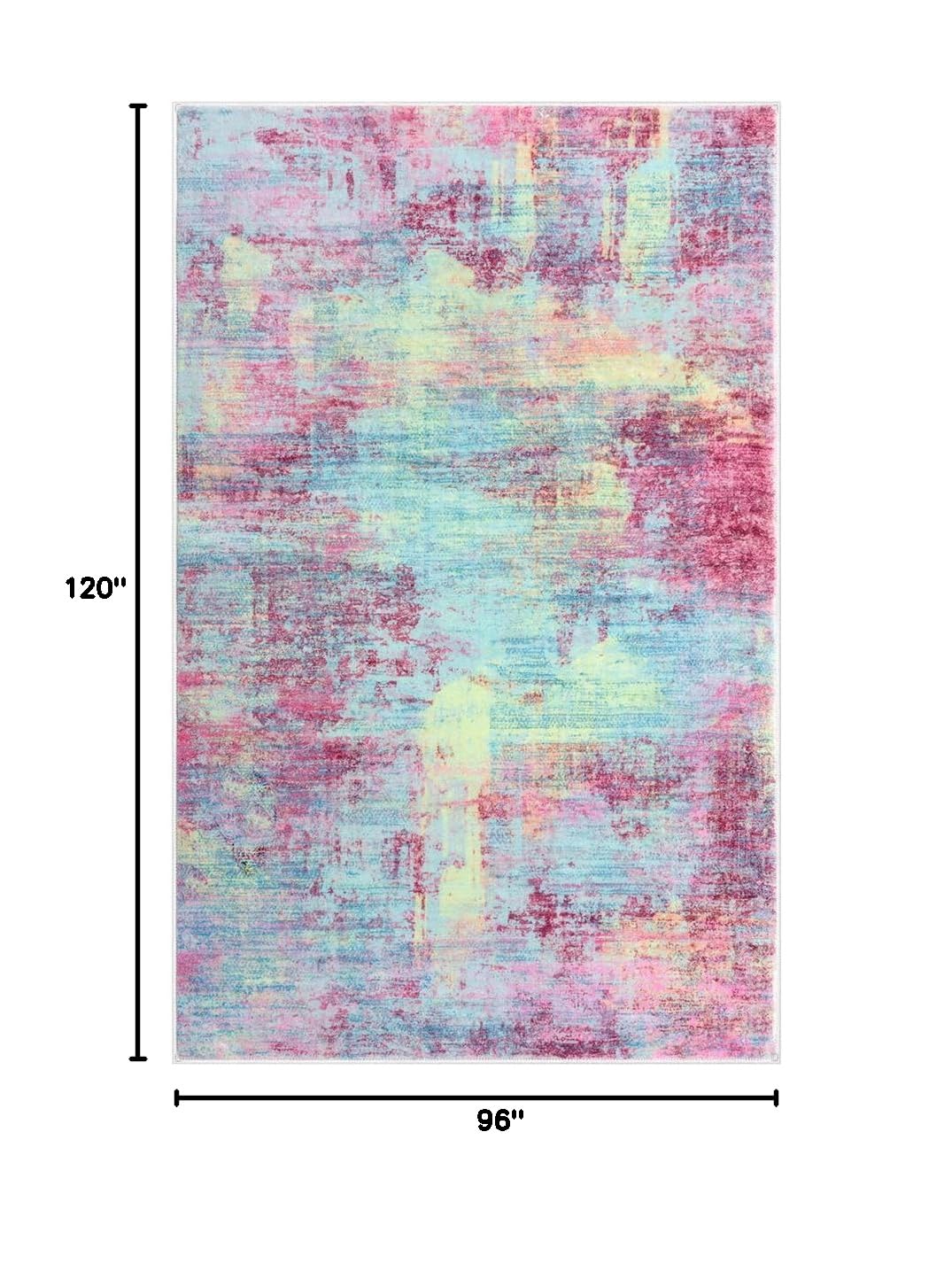 Abstract Area Rugs 8x10 Ft Washable Large Rugs for Living Room (Multi Pink / 8' x 10' (Rectangular))