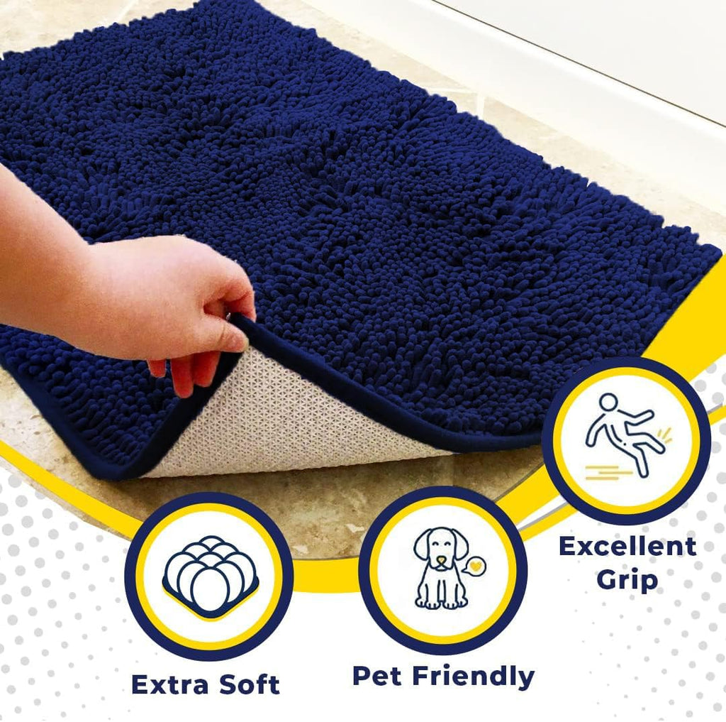 Super Water Absorbent Door Mat Indoor (Navy Blue / 16" x 24")