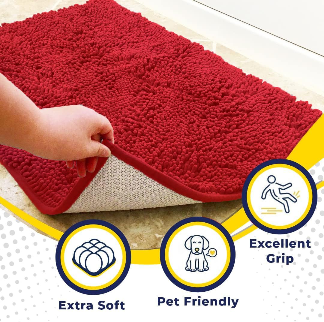 Super Water Absorbent Door Mat Indoor (Red / 6ft x 9ft)