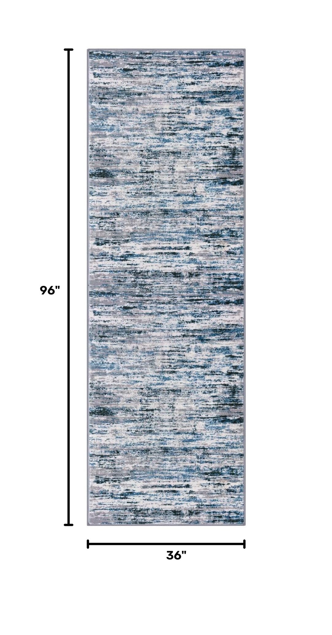 Modern Abstract Runner Rug 3x8 (3' x 8' (Runner) / Grey Blue White)