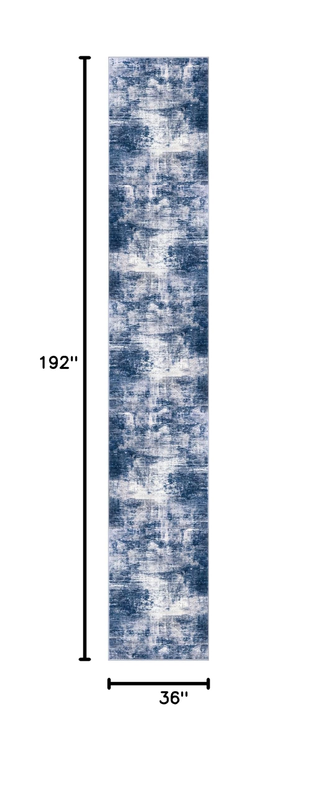 Abstract Runner Rug 3x16 Ft Washable Runners for Hallways (Navy/Grey/White / 3' x 16' (Rectangular))