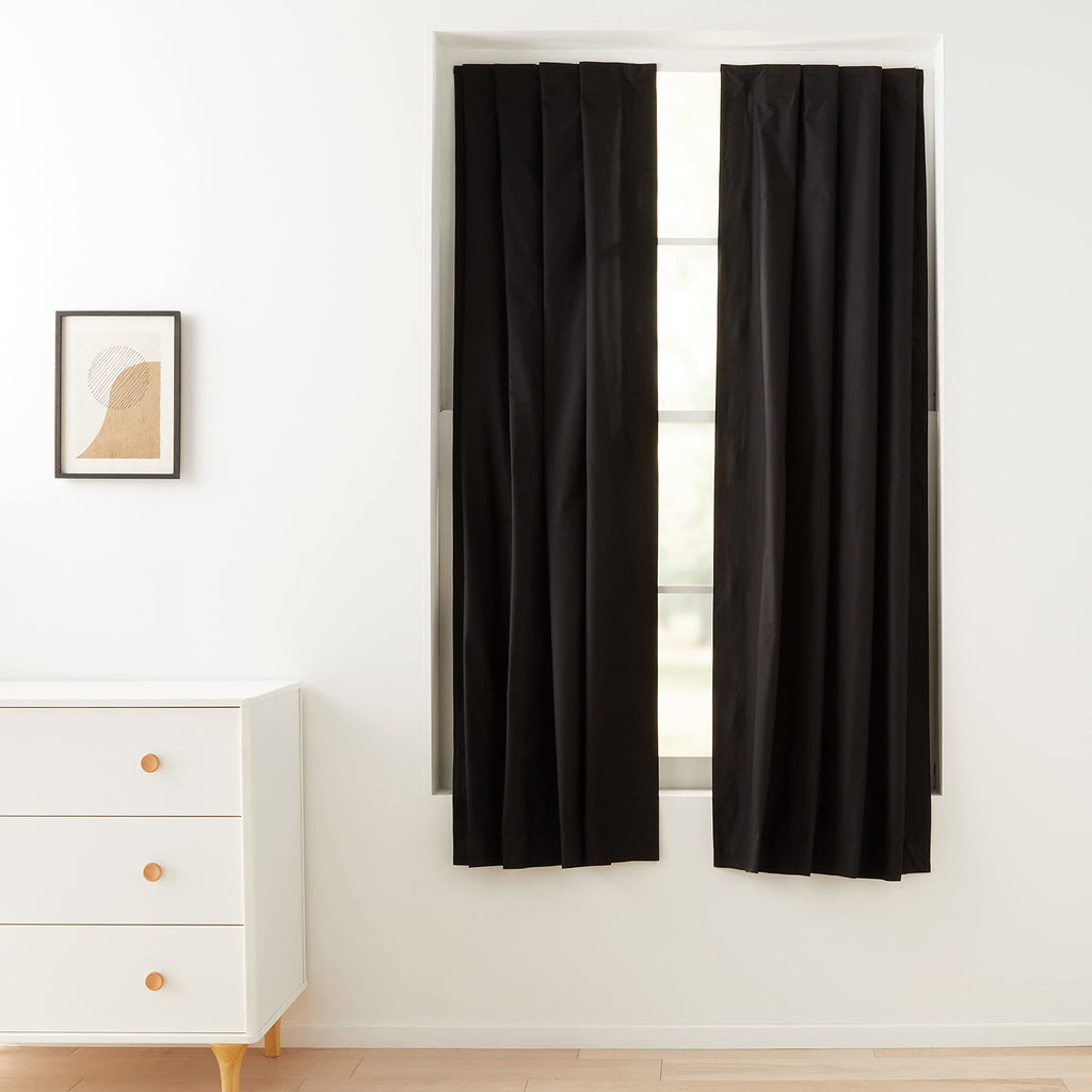 Portable Energy Saving Noise Reducing Blackout Curtain Shade with Suction Cups (Black / 2-Pack)