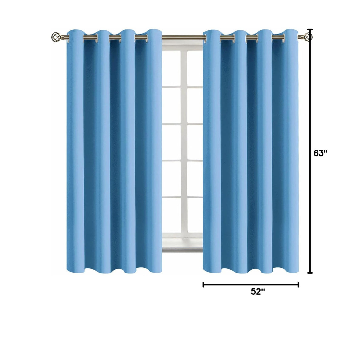 Room Darkening Curtains 63 Inches Long (Sky Blue / 52"W x 63"L (Pack of 2))