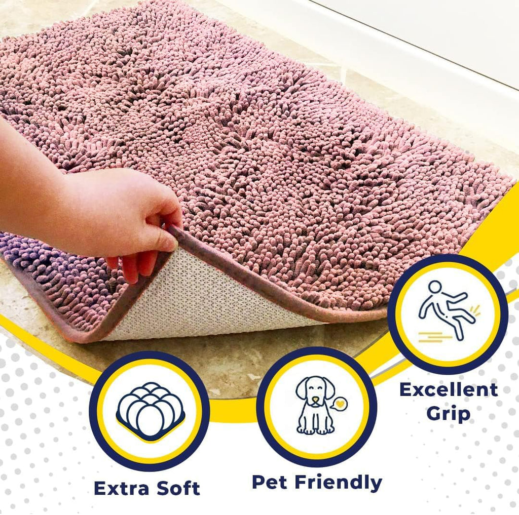 Super Water Absorbent Door Mat Indoor (Light Pink / 16" x 24")
